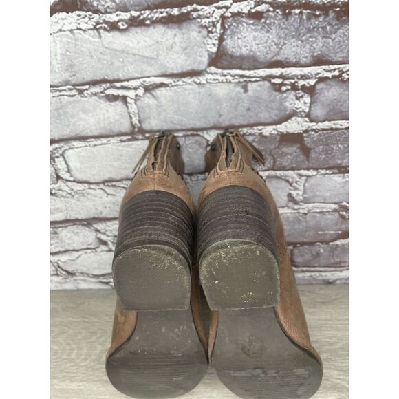 UGG 1098310 BANDARA Brown Leather Block Heel Ankle Booties SAHARA Boots Women 8M - Picture 7 of 16